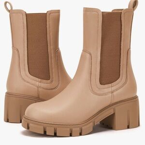Tan mid calf chunky boot